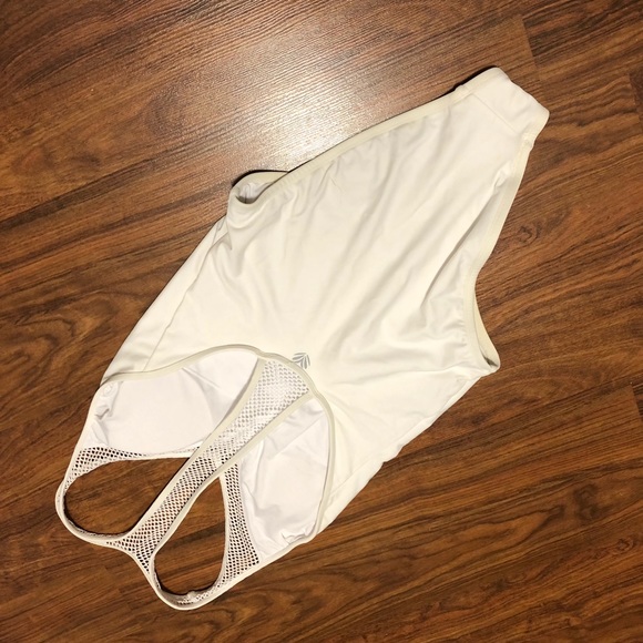 White Racerback One-Piece Swimsuit - Picture 2 of 3
